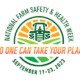 orange and green logo for National Farm SAfety and Health Week, with tractor, crop field, and wording