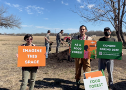 During the planning phase of the food forest, organizers placed signs around the city with a QR code link to an anonymous survey where people could input ideas about what kinds of plants and other features they wanted to see in the food forest.