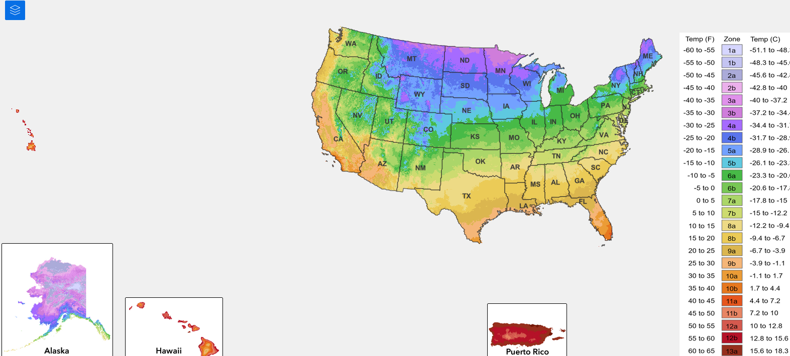 State Maps of USDA Plant Hardiness Zones