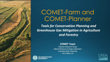 Diapositiva de presentación de COMET-Farm y COMET-Planner