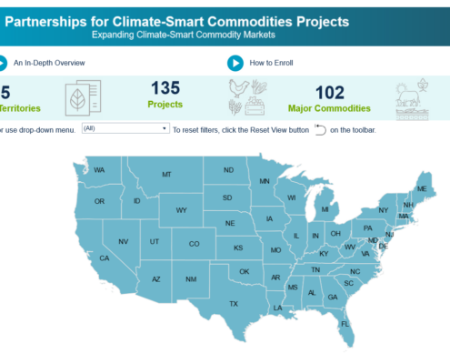 USDA Climate-Smart Commodities project map showing U.S. states