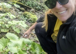 Danielle Crocker with her mature seep-grown wasabi plants