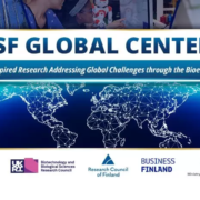 NSF Global Centers logo with photo montage of research-related images