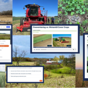 collage of farm field images with superimposed screenshots from online course on continuous living covers