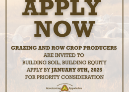 Apply now. Grazing and row crop producers are invited to Building Soil, Building Equity. Apply by January 8th, 2025, for priority consideration