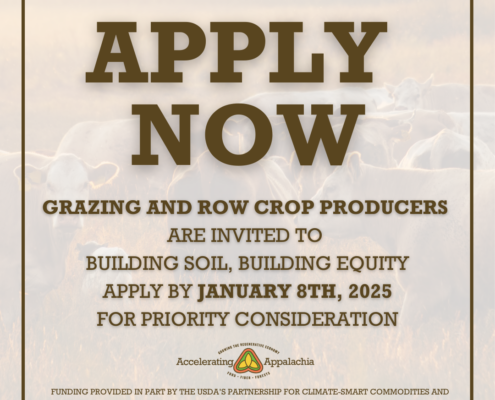 Apply now. Grazing and row crop producers are invited to Building Soil, Building Equity. Apply by January 8th, 2025, for priority consideration