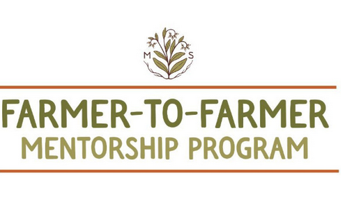 blooming plant logo with "Farmer-to-Farmer Mentorship Program"