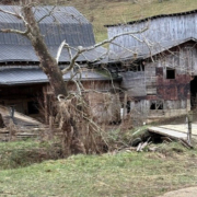 Photo showing barn damage from Hurricane Helene