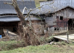 Photo showing barn damage from Hurricane Helene