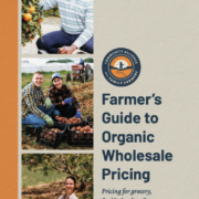 book cover of Farmer's Guide to Organic Wholesale Pricing with photo montage and title