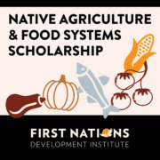 Native Agriculture and Food Systems Scholarship logo with line drawings of vegetables