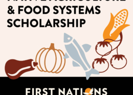 Native Agriculture and Food Systems Scholarship logo with line drawings of vegetables