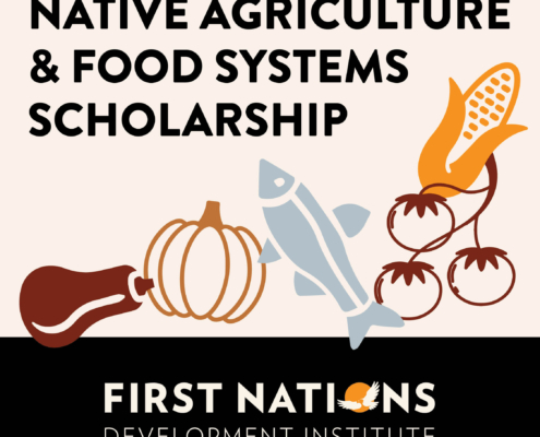 Native Agriculture and Food Systems Scholarship logo with line drawings of vegetables
