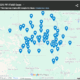map of Iowa and neighboring states with pins in field day locations