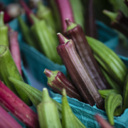 okra displayed in cartons
