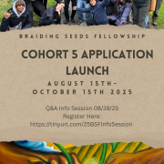 Photo and graphic montage with Braiding Seeds Fellowship Cohort 5 Application Launch