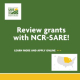 Review grants with NCR-SARE. SARE logo and North Central Region highlighted on US map