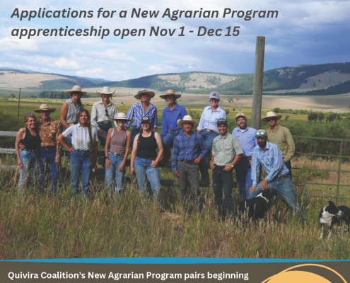 New Agrarian Program recruitment flier with image of group posing outdoors