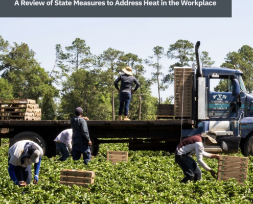 report cover shows farmworkers and truck in field