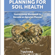 Cover of Planning for Soil Health, with drawing of cupped hands holding soil with seedling.