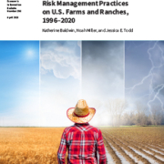 cover of Risk Management Practices on U.S. Farms and Ranches, 1996–2020 with drawing of farmer looking at field from the back