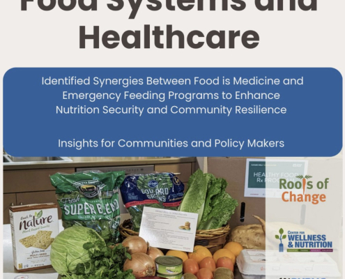 Cover of Bridging Regional Food Systems and Healthcare, with photo of produce on a table